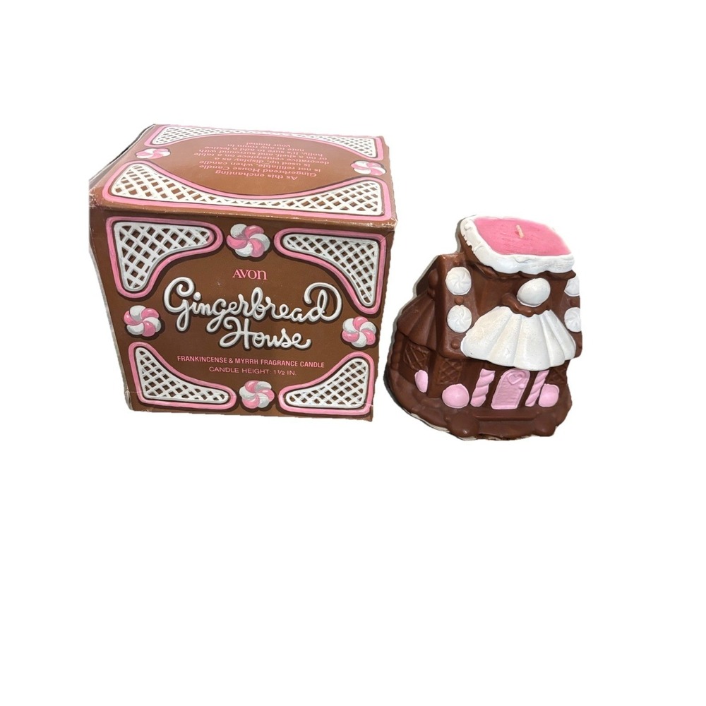 Avon Gingerbread House Vintage  Christmas Candle Frankincense and Myrrh NIB